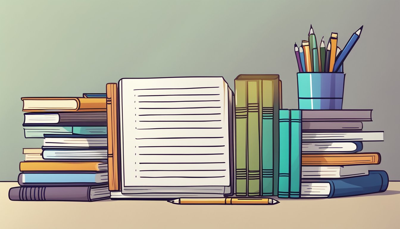 A stack of books with "Frequently Asked Questions" on a desk, surrounded by a laptop, pen, and notebook