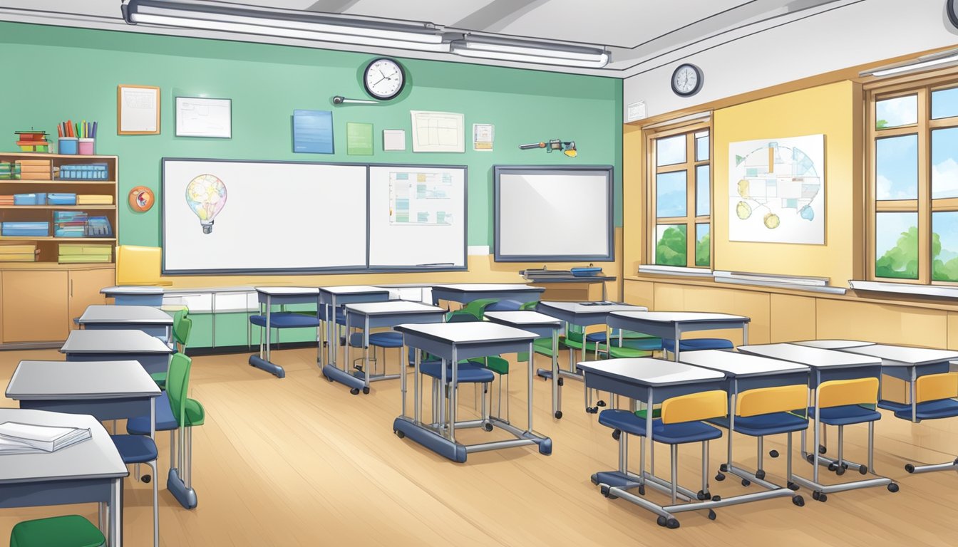 A classroom with science equipment and whiteboard in Singapore tuition center
