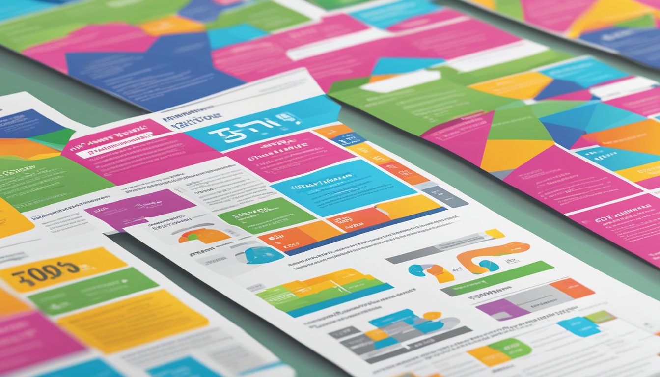 A brightly colored poster displays primary 1 tuition rates with bold, easy-to-read text. A stack of informational flyers sits nearby