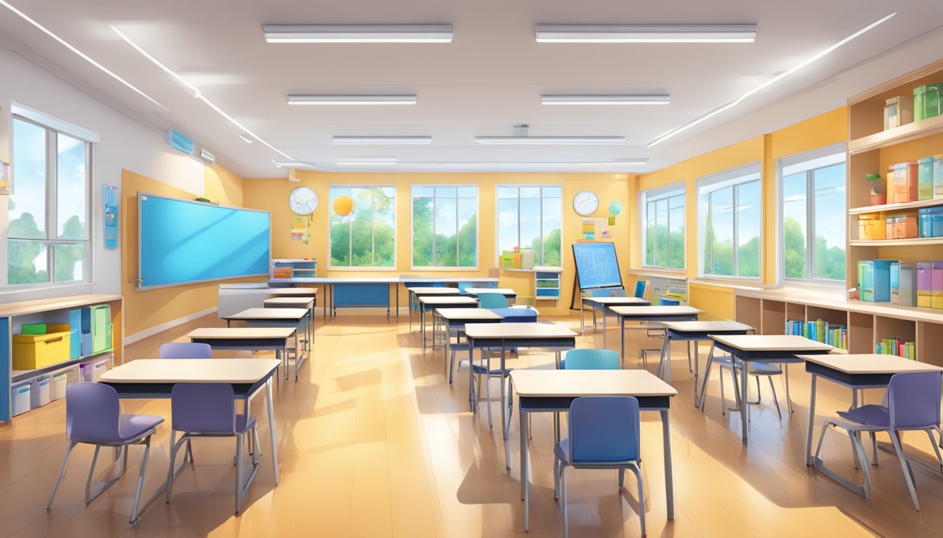 A bright and modern classroom in Bishan, equipped with science materials and a whiteboard, ready for engaging science tuition