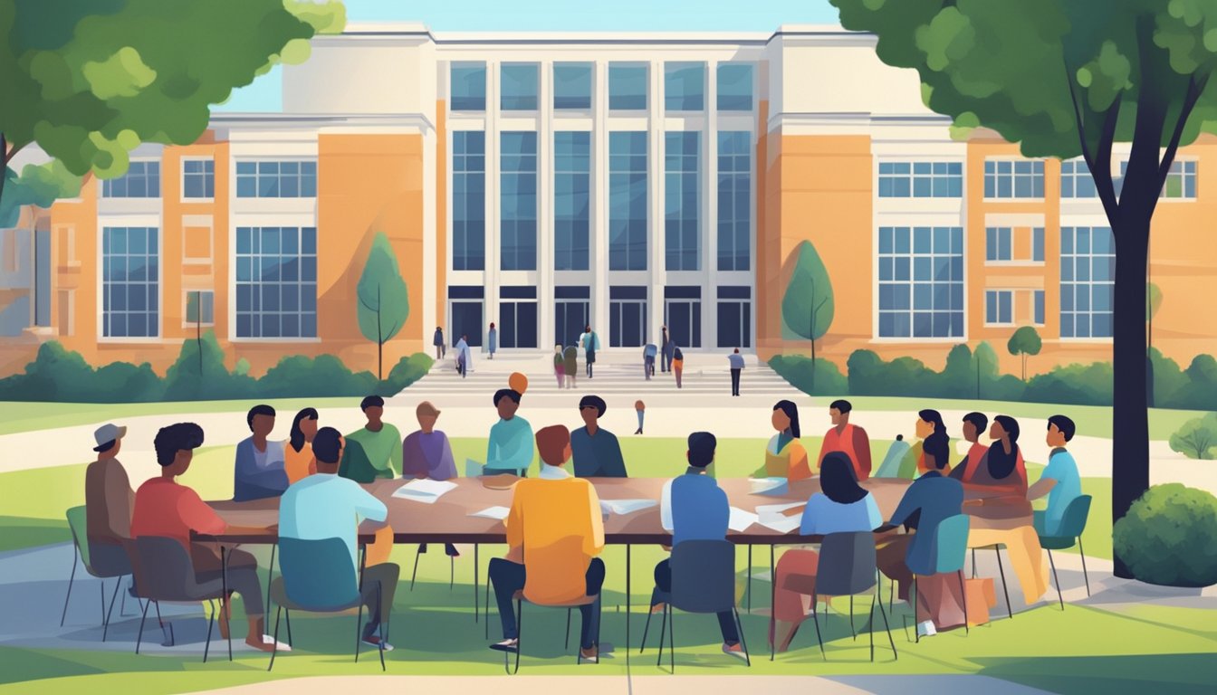 Tuition Forum East: Join the Conversation on Education Costs in Singapore A group of students and teachers gather at a forum in the eastern part of a campus, discussing tuition and education