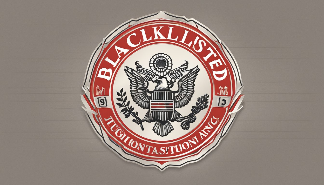 A red "blacklisted" stamp over a tuition agency