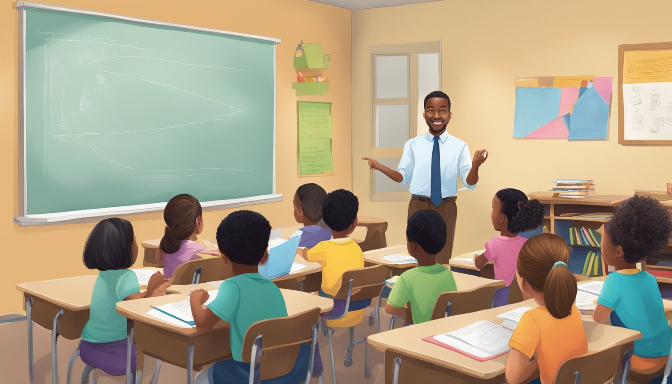 Kenneth teaches a small group of students in a classroom setting