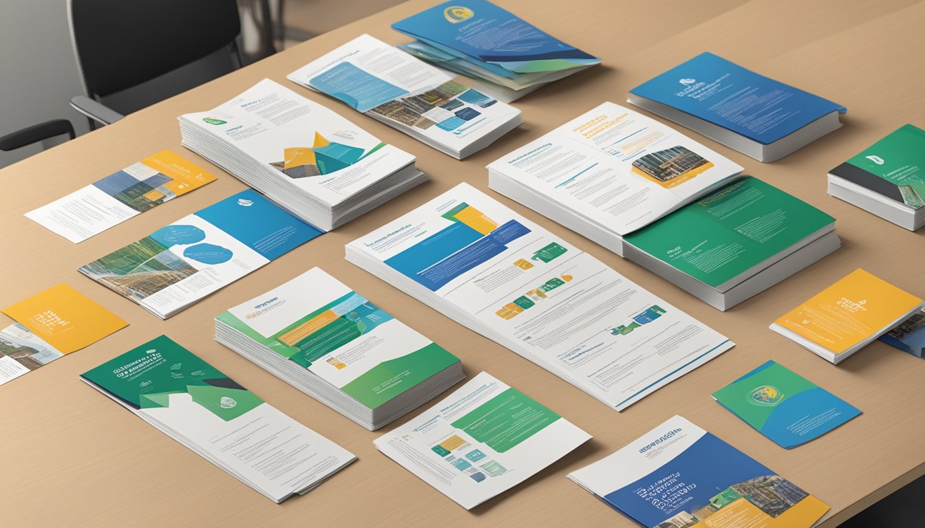 Various academic program brochures and career opportunity flyers spread out on a table with Kenneth Shuler tuition information displayed prominently