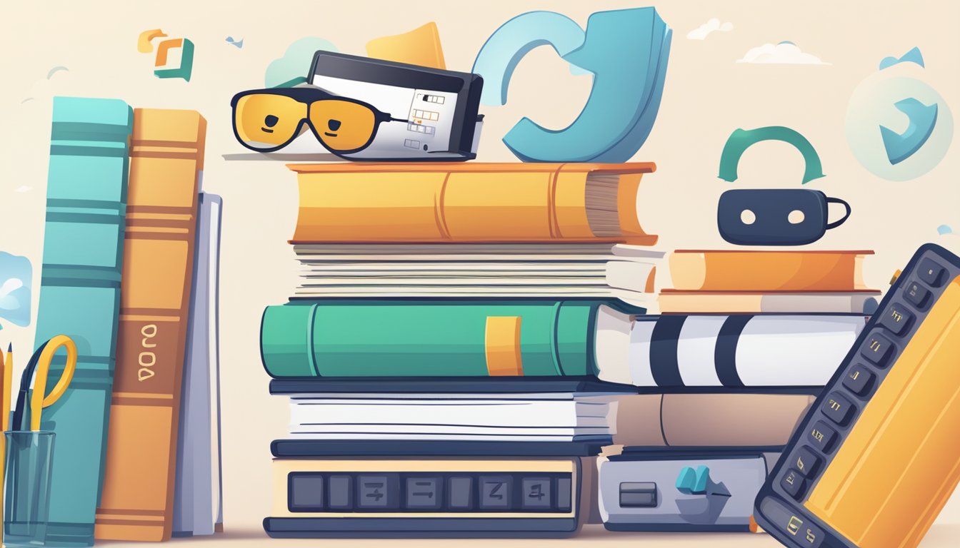 Smile Tuition: Enhancing Your Child's Learning Experience in Singapore A smiling FAQ logo above a stack of books and a calculator