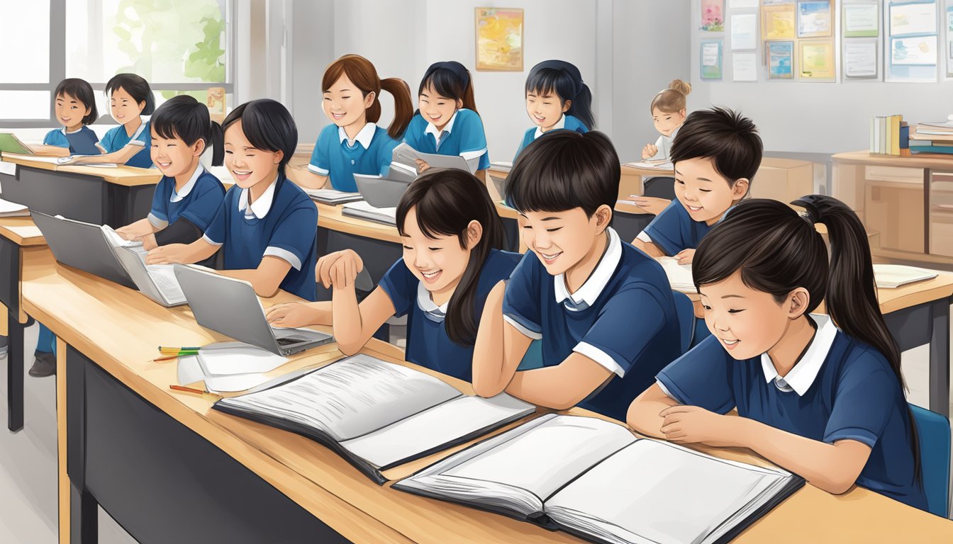 A group of students engaging in educational programmes and services at Knowledge Academy Tuition Centre Pte Ltd