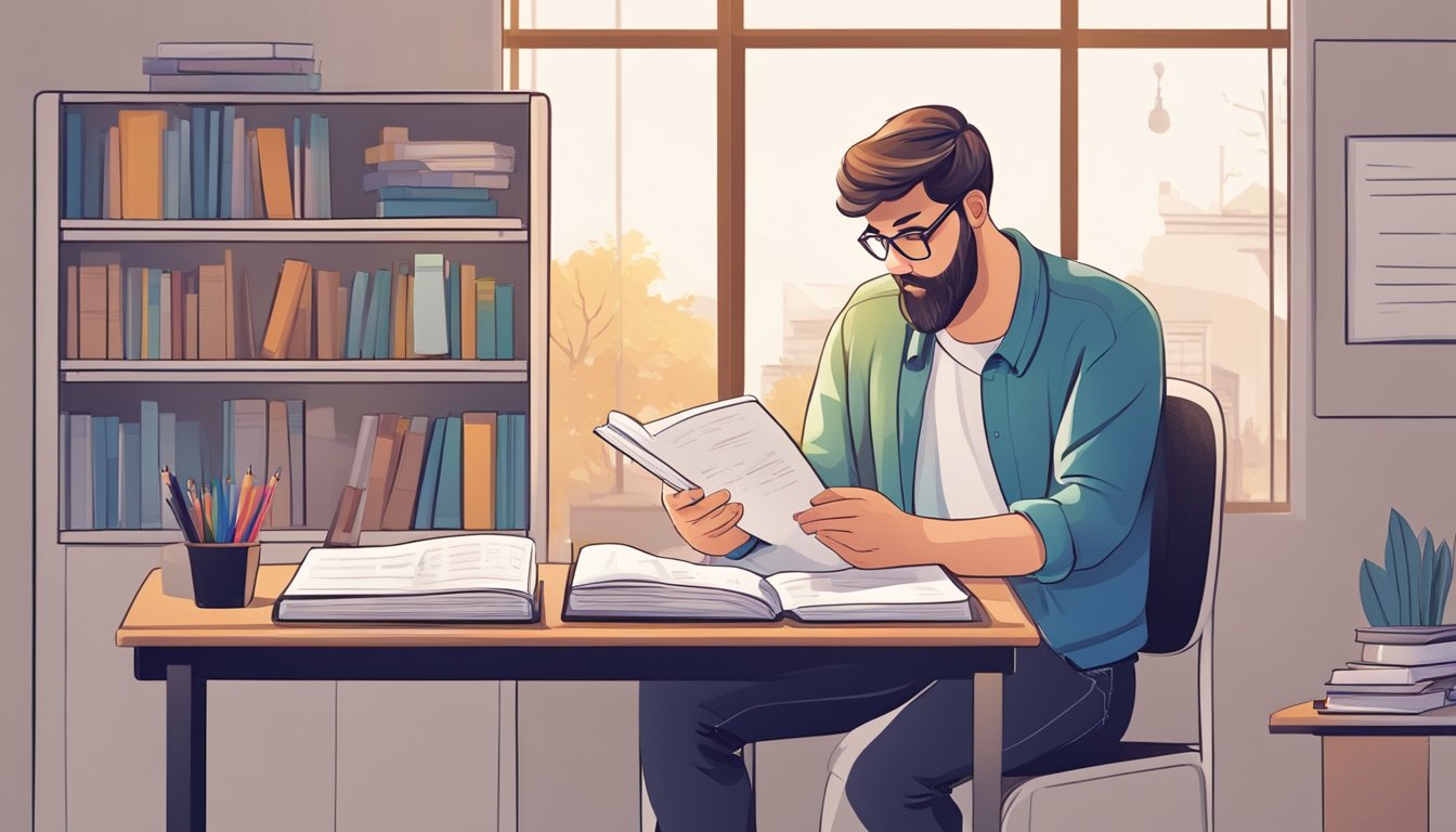 Unlock Your Maths Potential: O Level Maths Tuition in Singapore A student sits at a desk with textbooks and a notebook, solving math problems. A tutor stands nearby, explaining concepts and offering guidance