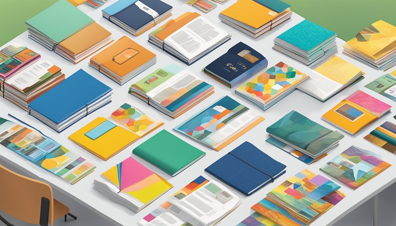 A colorful array of course catalogs spread out on a table, showcasing a wide range of subjects and disciplines