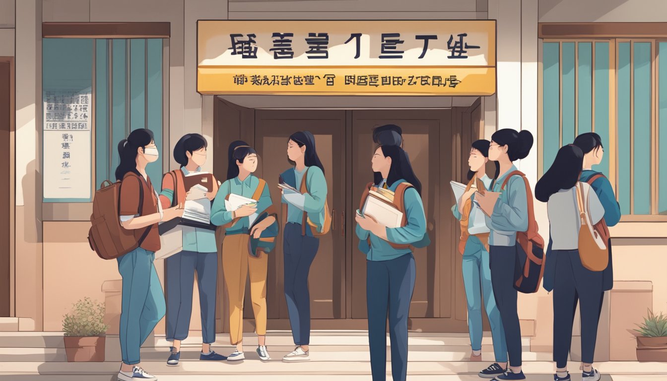 Students eagerly line up outside Ms. Chen