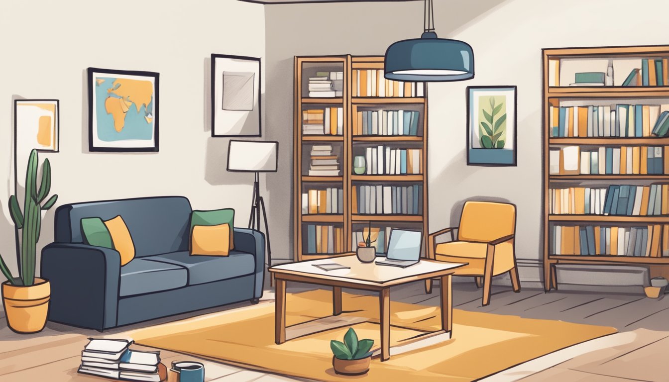 Primary School Home Tuition: Boost Your Child's Learning at Home A cozy living room with a small table and chairs set up for tutoring. Books, school supplies, and a whiteboard are neatly organized nearby