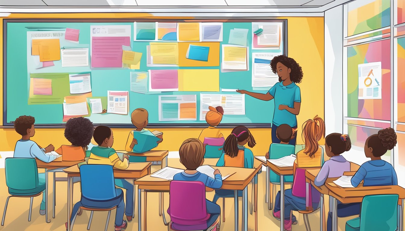 A vibrant, eye-catching flyer with bold text and colorful graphics showcasing a tutor and students engaged in learning activities