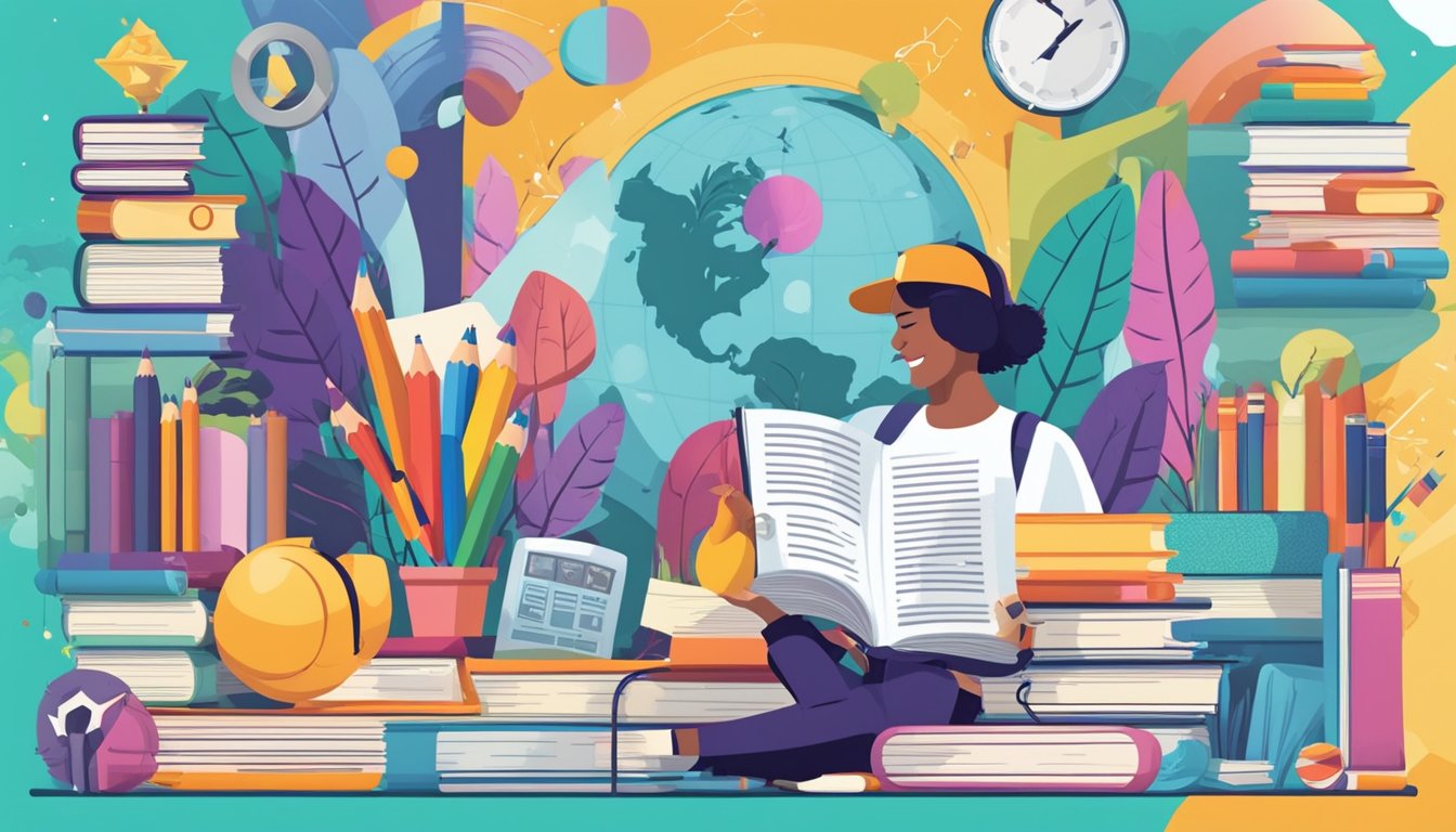 A colorful flyer with "Tuition Services" in bold font, surrounded by images of books, pencils, and a happy student studying