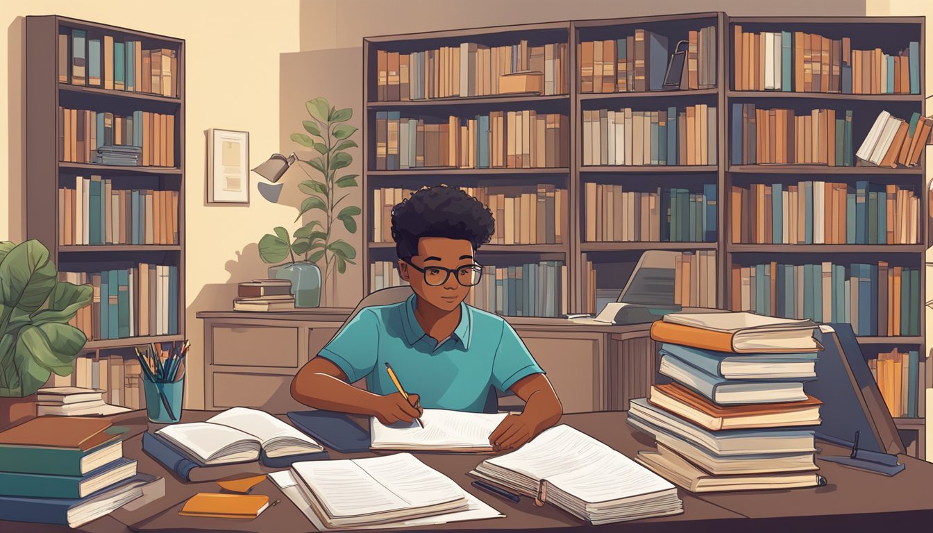 Pathfinder Tuition: Unlock Your Child's Potential with Singapore's Best Tutors A student sits at a desk surrounded by books and study materials, with a focused expression while working on assignments