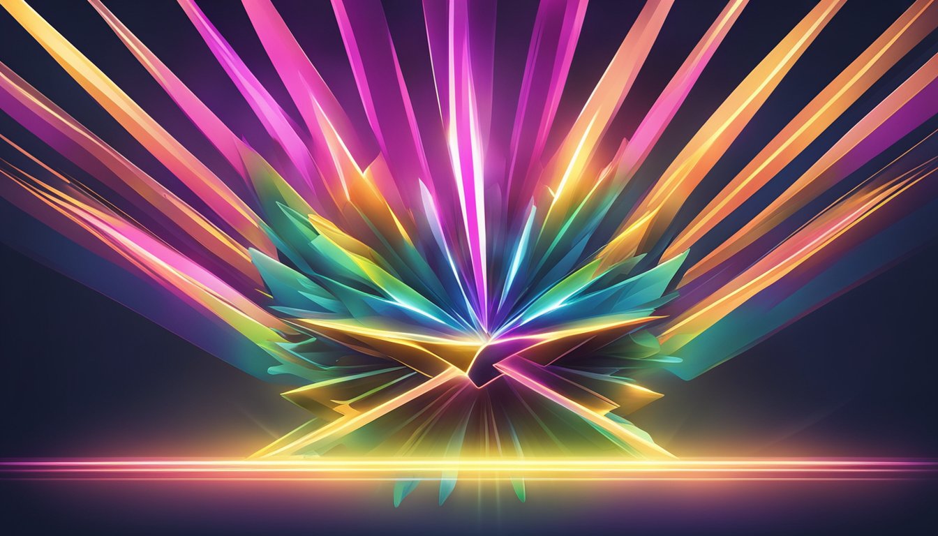 A bright, bold logo stands out against a dark background, with rays of light shining down to emphasize visibility and impact