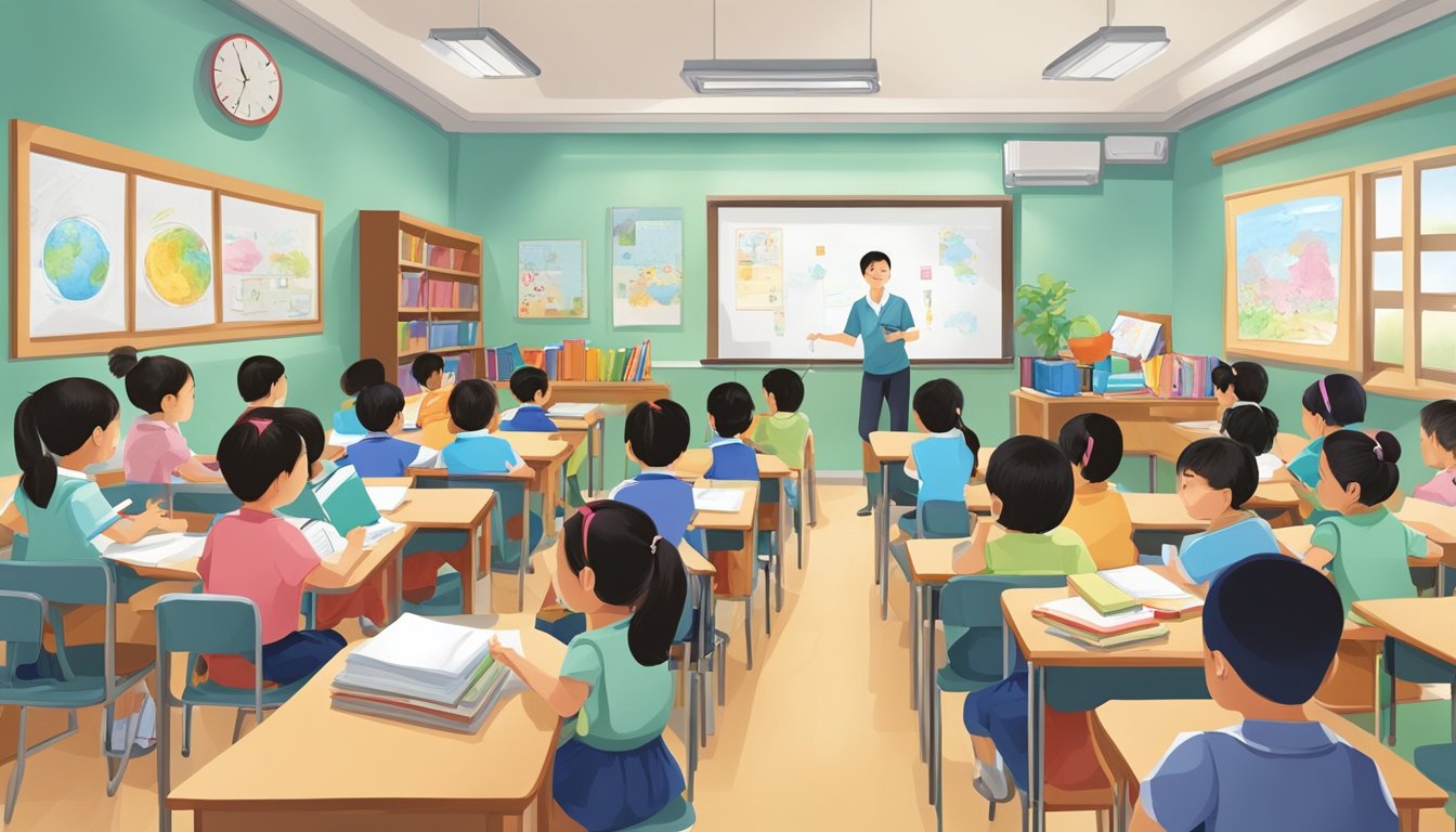 Tian Xia Tuition Centre: Boosting Your Child's Academic Success in Singapore A classroom at Tian Xia Tuition Centre bustling with students and teachers engaged in various educational programmes and curriculum