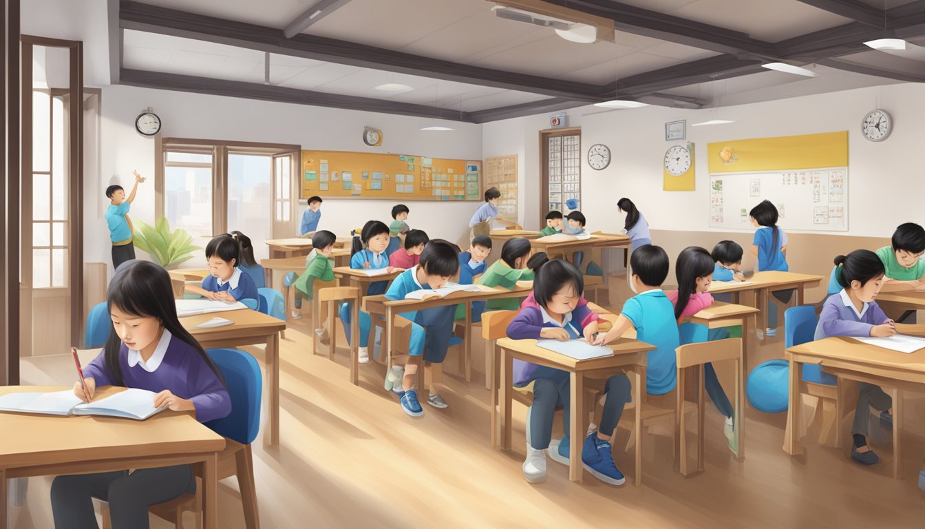 Tian Xia Tuition Centre: Boosting Your Child's Academic Success in Singapore The bustling Tian Xia Tuition Centre, with students engaged in learning and teachers providing excellent instruction