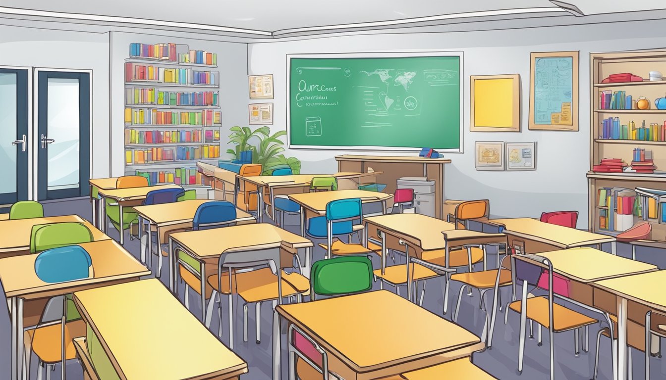 Educare Tuition Centre: Boosting Your Child's Academic Success A classroom with colorful educational materials and a whiteboard displaying "Our Programmes and Curriculum" at Educare Tuition Centre