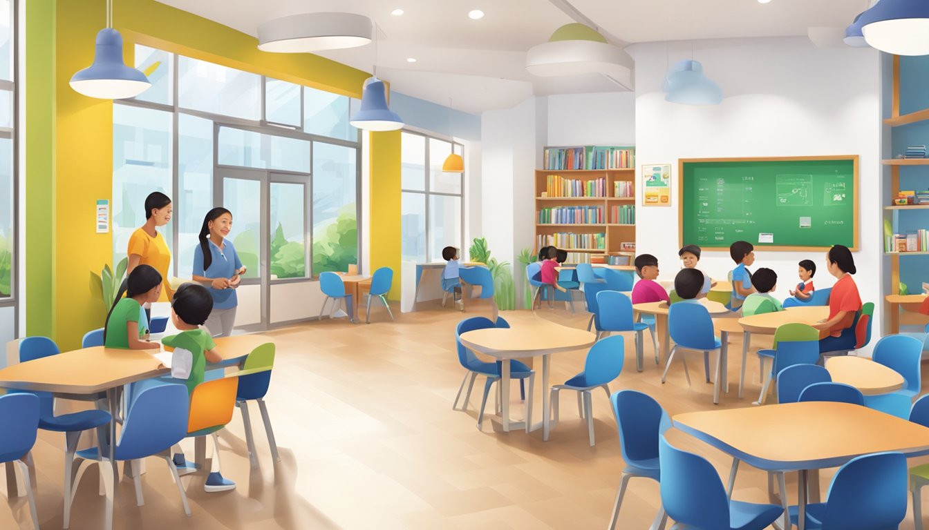 Educare Tuition Centre: Boosting Your Child's Academic Success A bright and welcoming educare tuition centre with colorful signage and a bustling waiting area