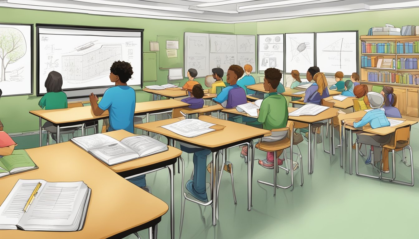 H2 Biology Tuition Singapore: Master the Subject with Top Tutors A classroom setting with biology textbooks, diagrams, and a whiteboard filled with biological concepts, surrounded by eager students and a knowledgeable tutor