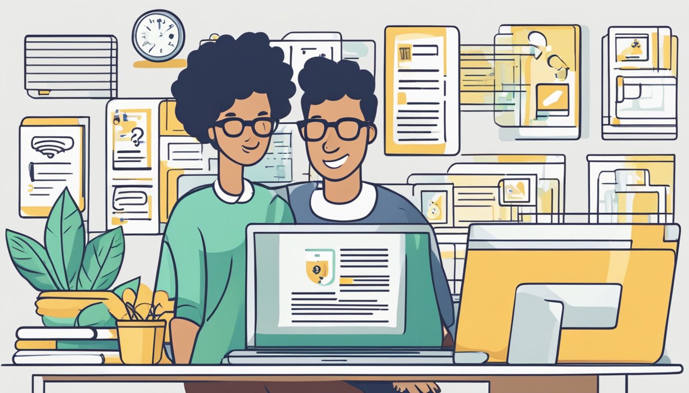 A person reading an FAQ page on a computer screen with the words "Frequently Asked Questions ISP Tuition" prominently displayed