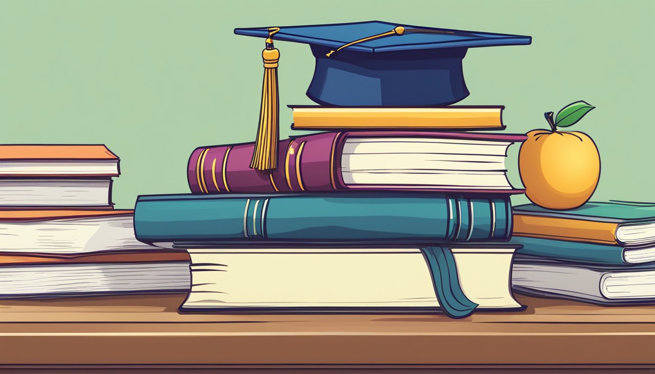 Tuition Plus: The Ultimate Solution for Singaporean Students A stack of books and a graduation cap on a desk, with a calculator and pencil nearby. A diploma hanging on the wall