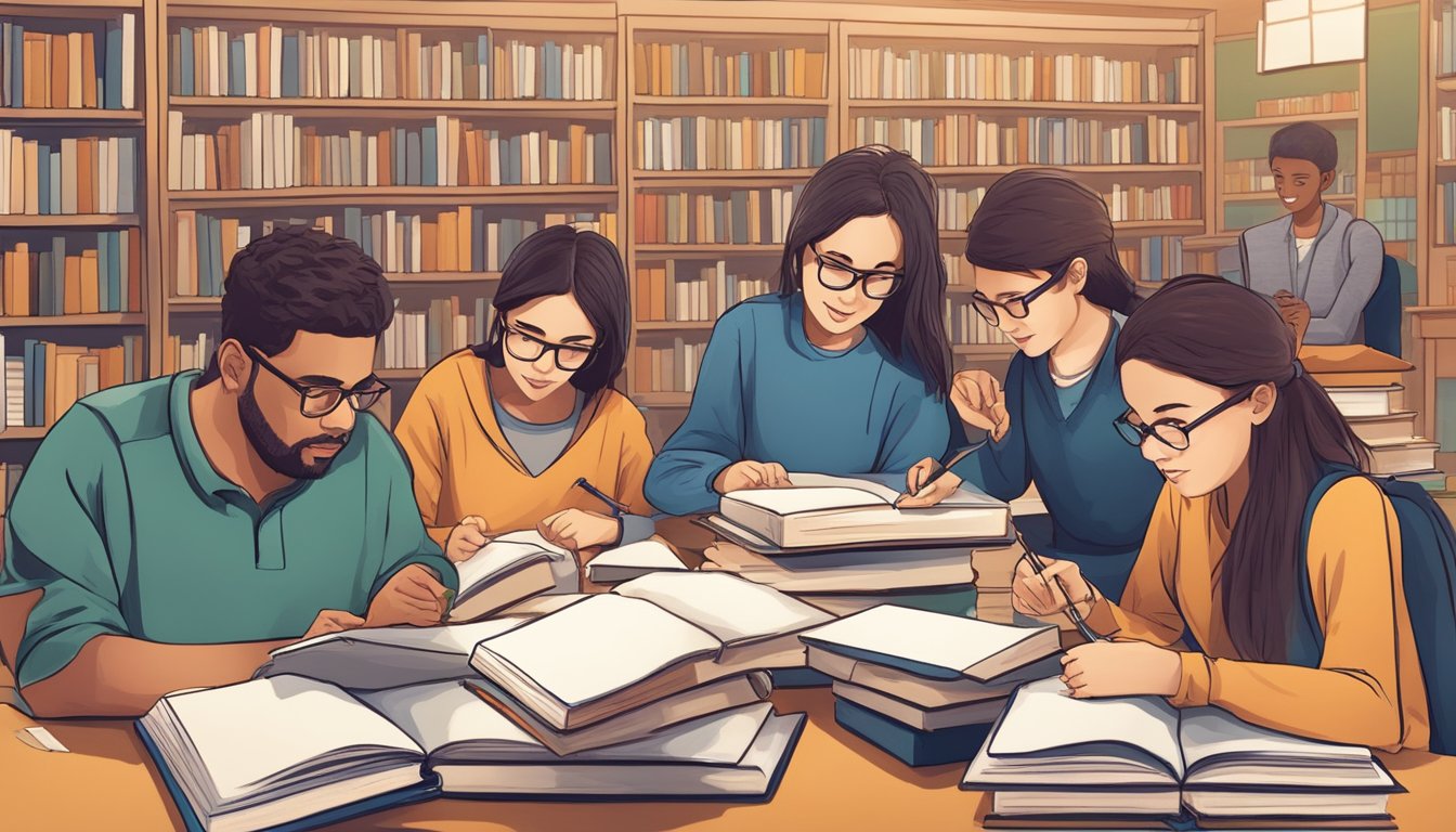 Tuition Plus: The Ultimate Solution for Singaporean Students A group of students eagerly engaging with tutors, surrounded by books and educational materials, showing signs of progress and success