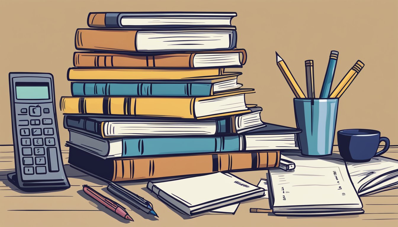 Yale MPH Tuition: A Comprehensive Guide for Singaporean Students A stack of books with "Yale MPH Tuition" on a desk, surrounded by a calculator, pen, and paper