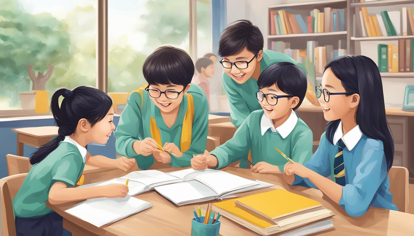 Students engaged in interactive learning activities at Mavis Tuition Bedok Reservoir, showcasing their academic achievements and enjoying an enriched educational experience