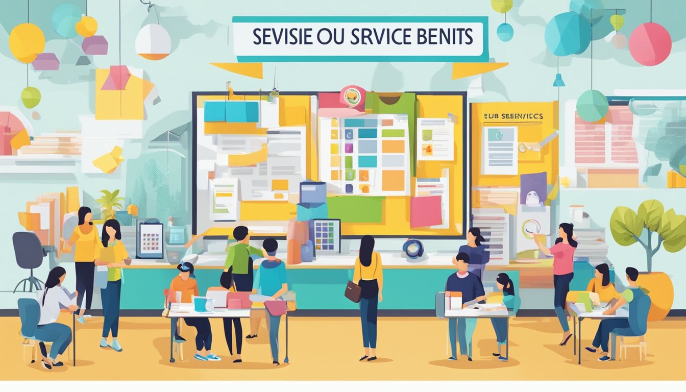 A colorful banner displaying "Our Services and Benefits" for Trust Tuition Agency Singapore