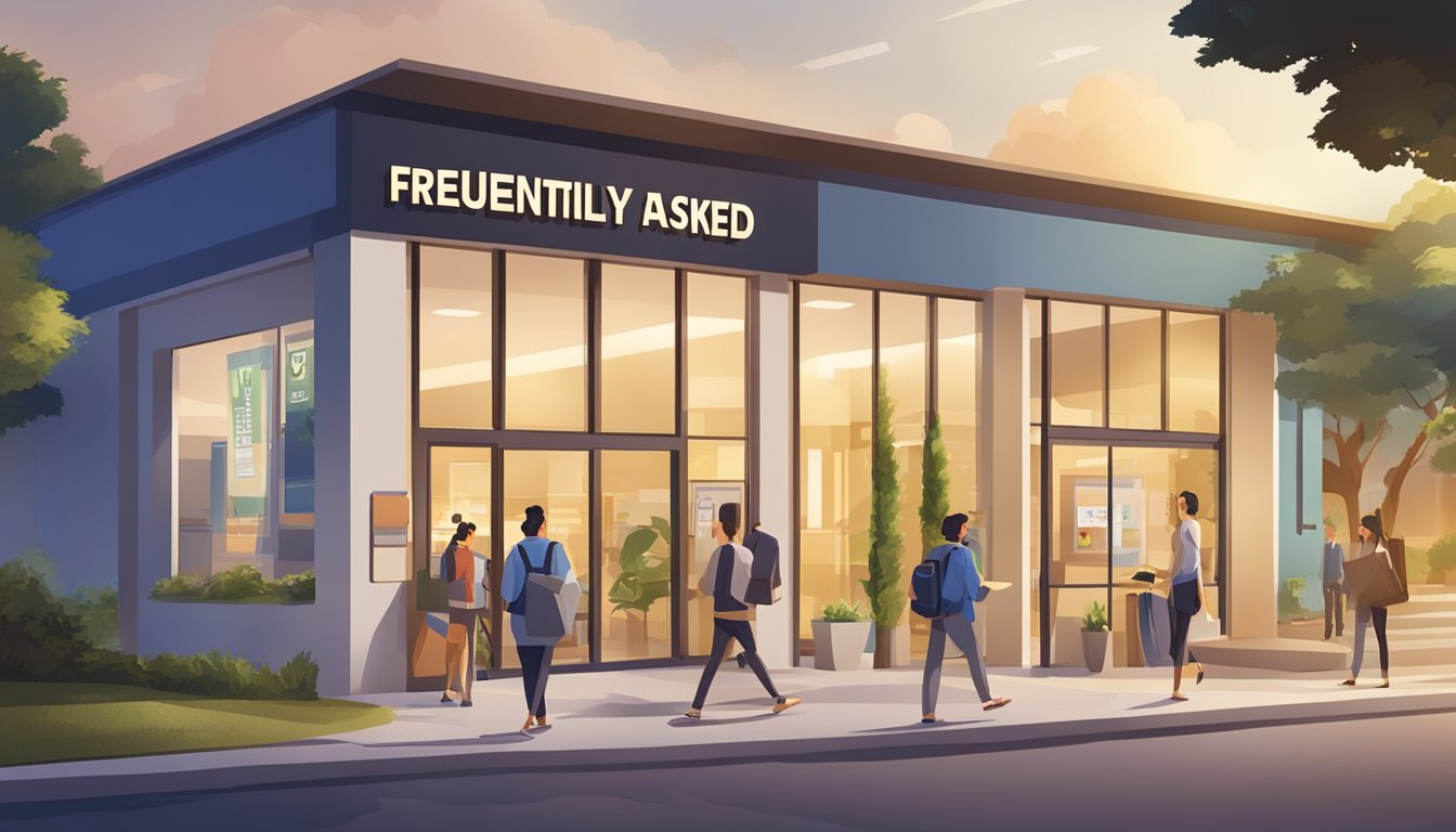A brightly lit, modern tuition center with a sign reading "Frequently Asked Questions" and a welcoming atmosphere