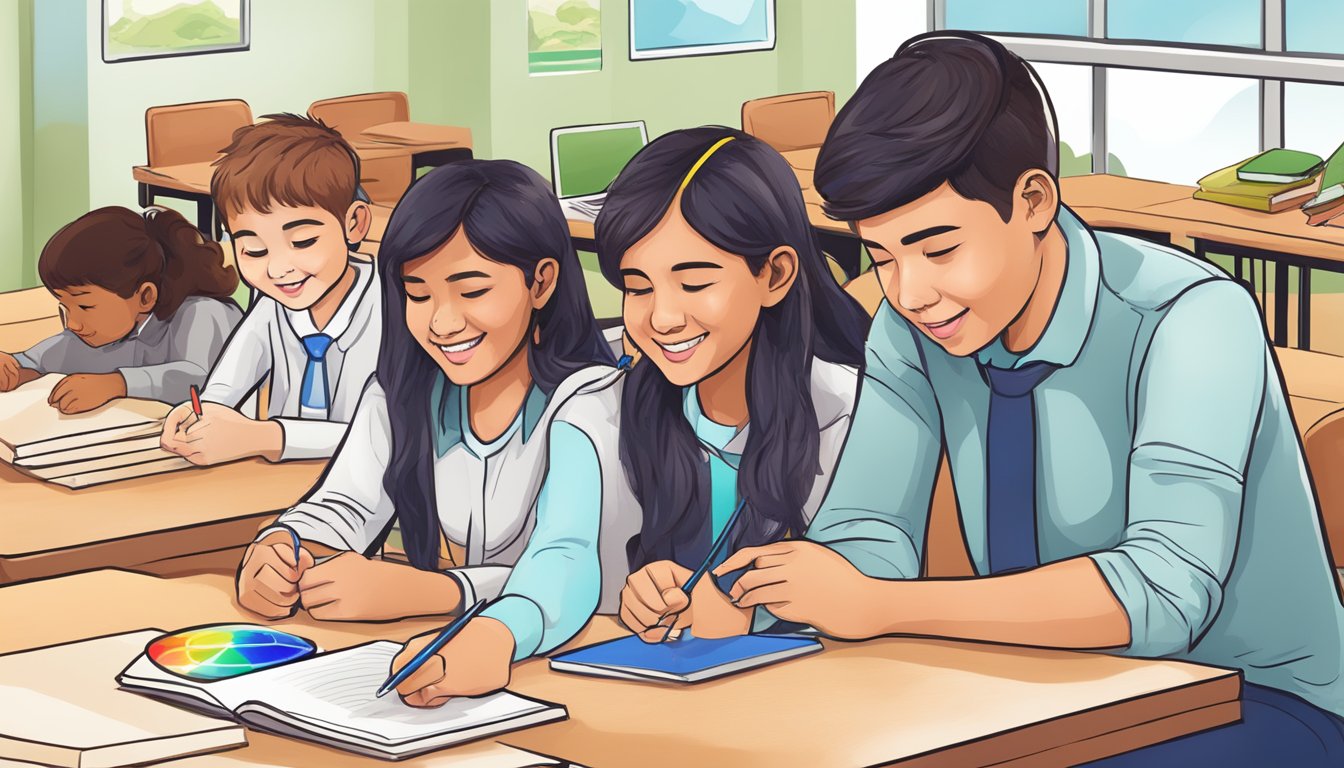 Students engage in interactive learning at eduz tuition, using digital tools and hands-on activities to enhance their educational experience