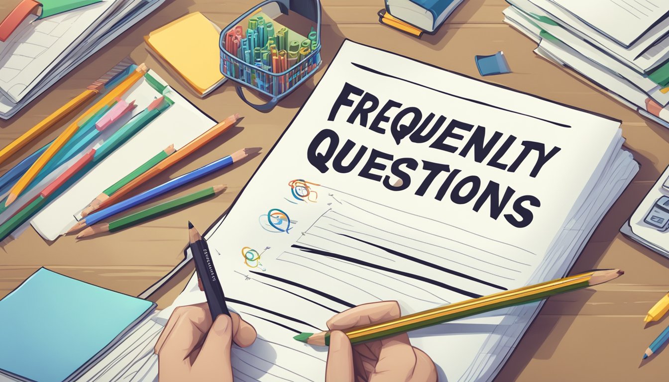 A stack of FAQ papers with the title "Frequently Asked Questions eduz tuition" on top, surrounded by a pencil, ruler, and eraser