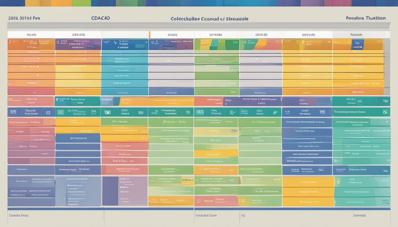 A colorful schedule board with CDAC logo, listing tuition fees and dates in clear, readable font
