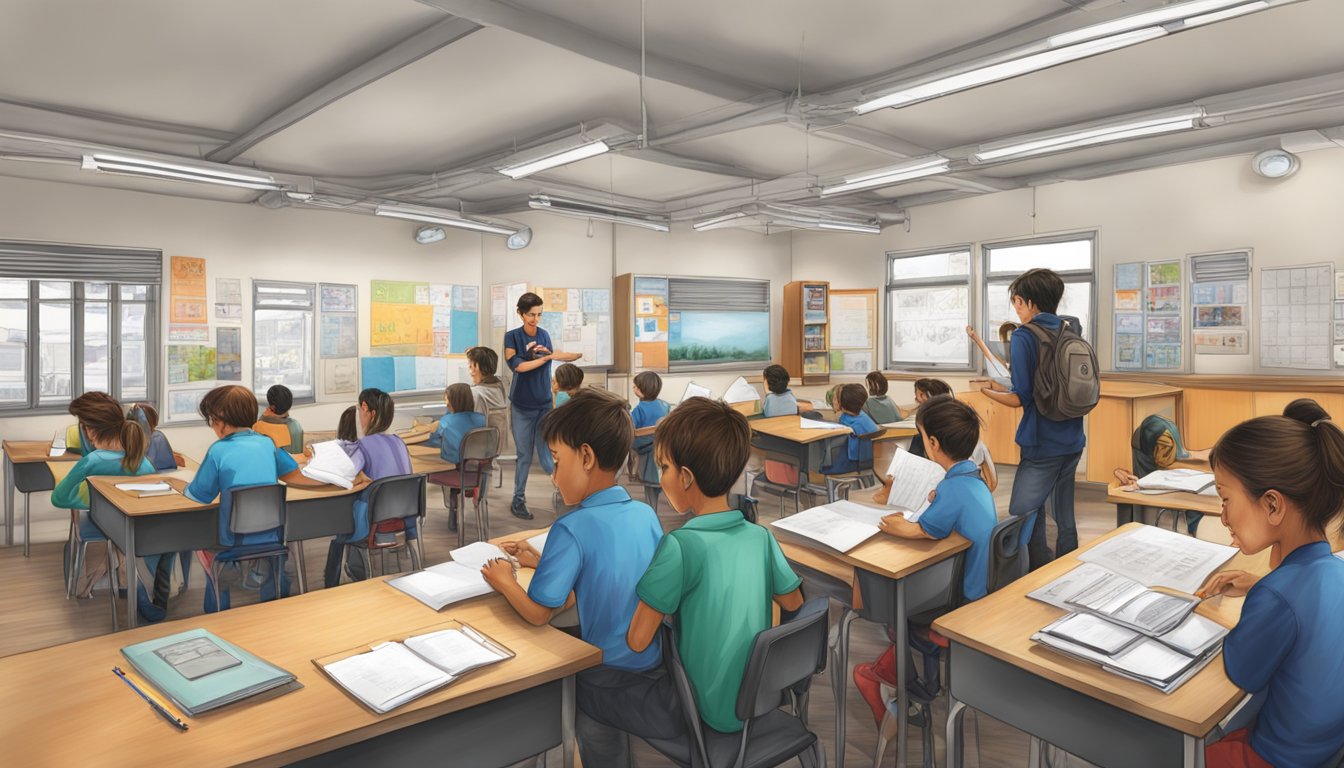 The Axcell Tuition Centre in Queenstown bustles with students and tutors, as the sound of pencils scratching on paper fills the air