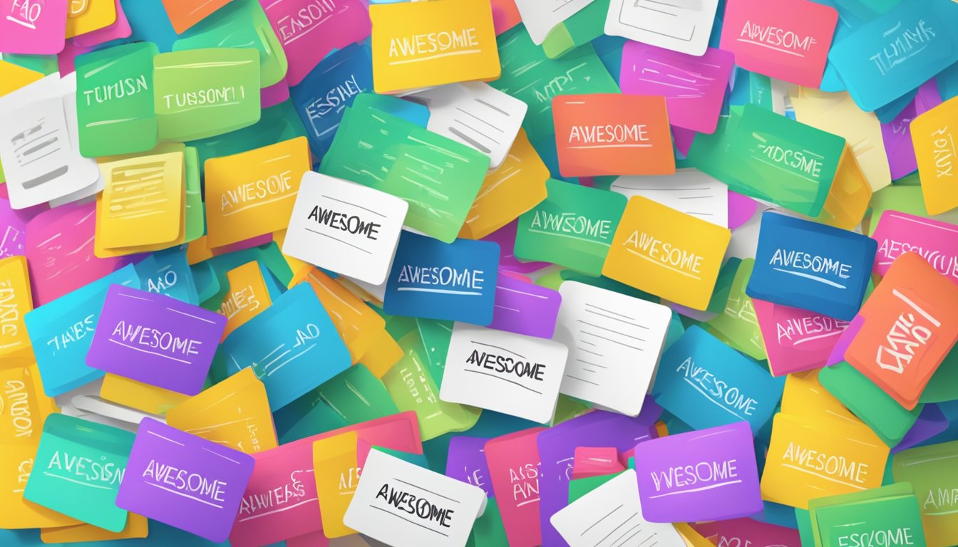 A stack of colorful FAQ cards with "Awesome Tuition Assignments" written on them, surrounded by happy students and teachers