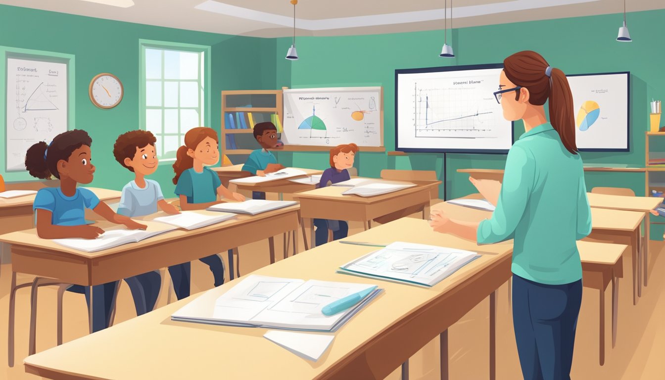 A physics tutor explains concepts with visual aids and interactive demonstrations in a well-lit classroom