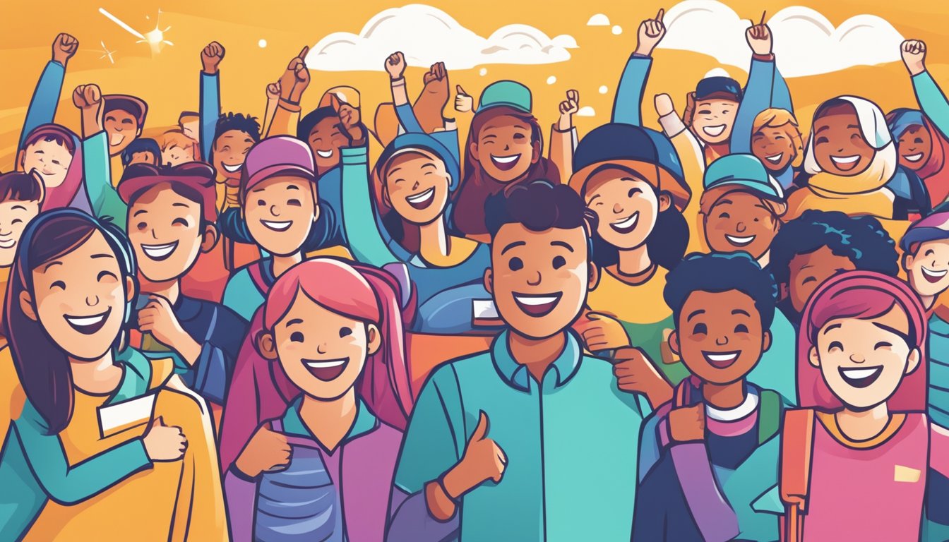 A colorful flyer with bold text and images of happy students, alongside testimonials and a clear call to action