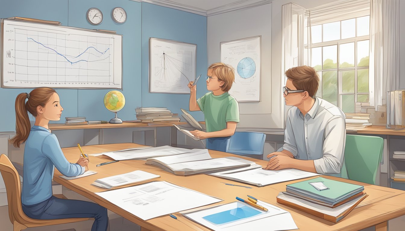 A physics tutor explains concepts using visual aids and interactive demonstrations in a private tuition setting
