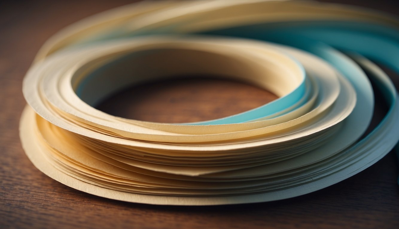 A piece of paper is folded into a hoop shape. It is then attached to a wall or door using tape or glue