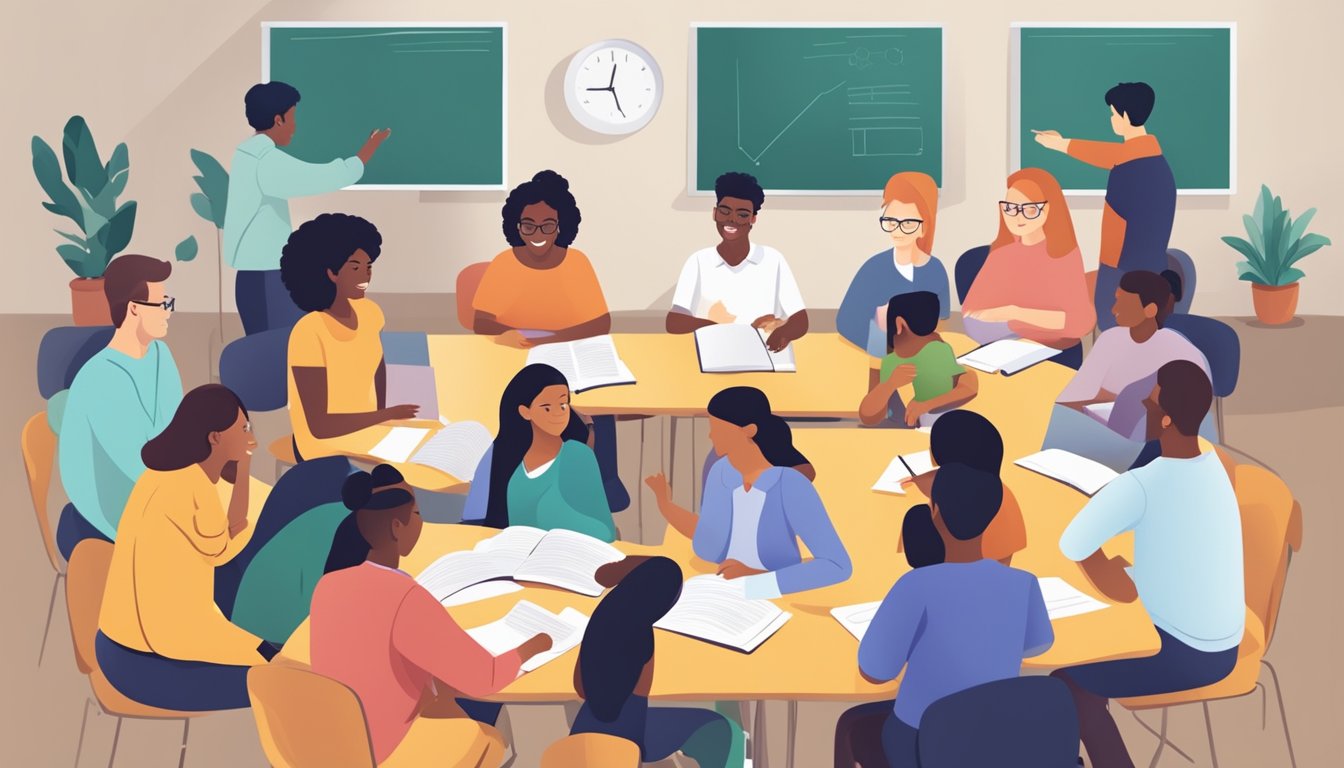 A diverse group of students and tutors engage in interactive learning sessions at the Comprehensive Tutor Matching tuition agency