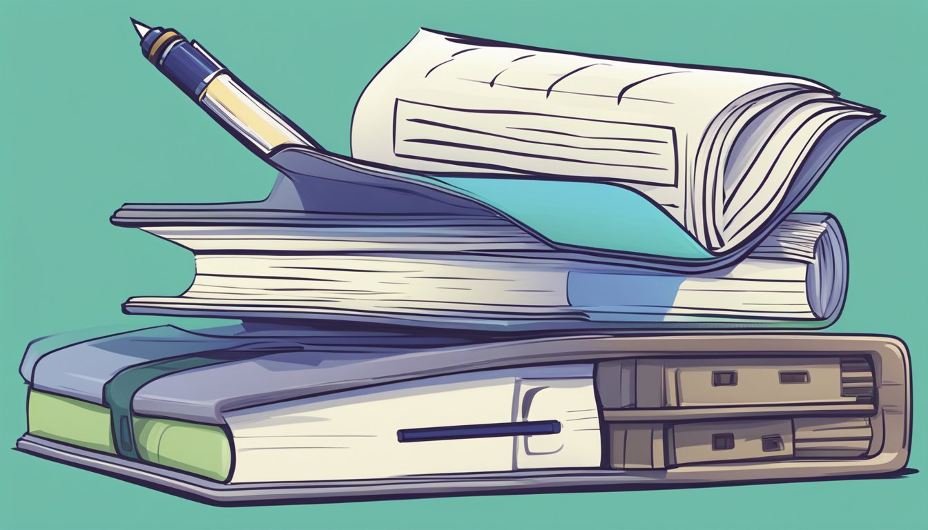 A stack of FAQ sheets with "Gavin Tuition" on top, surrounded by a laptop, pen, and notepad