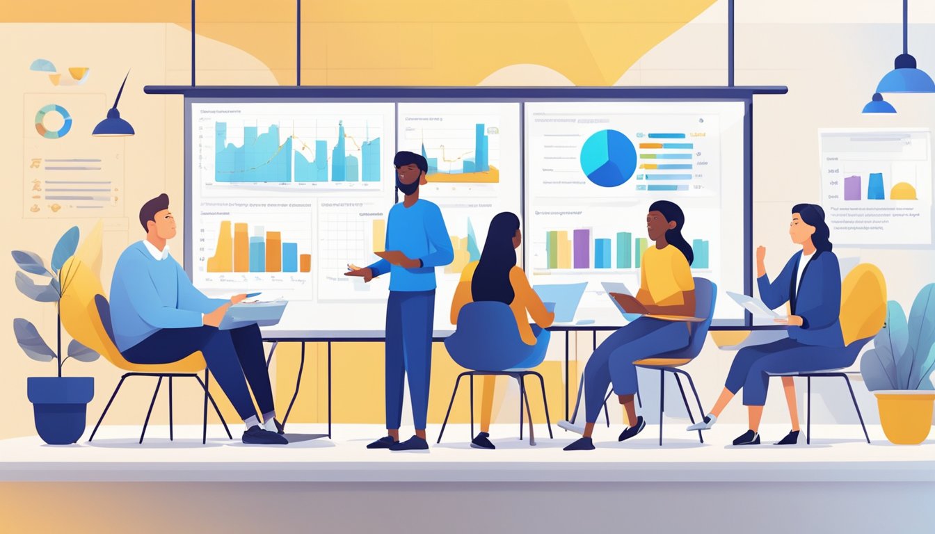 Giam's Economics Tuition: Boost Your Grades and Master the Subject! Students engage in lively discussions, surrounded by charts and graphs. The tutor uses interactive tools to explain complex economic concepts