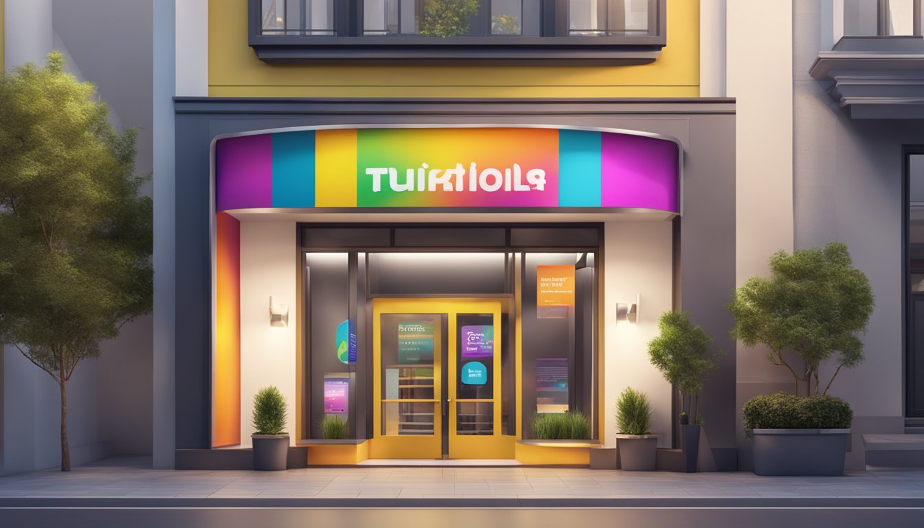 Mavis Tuition Centre Tampines: The Exciting New Way to Boost Your Child's Grades! A bright and modern tutorial center with colorful signage and inviting atmosphere. The logo prominently displayed on the front facade