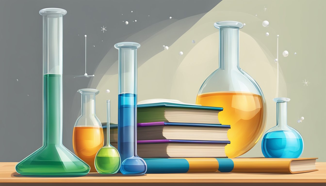 Making Sense of Chemistry Tuition: Tips for Singaporean Students Chemistry books, beakers, and a chalkboard in a bright classroom