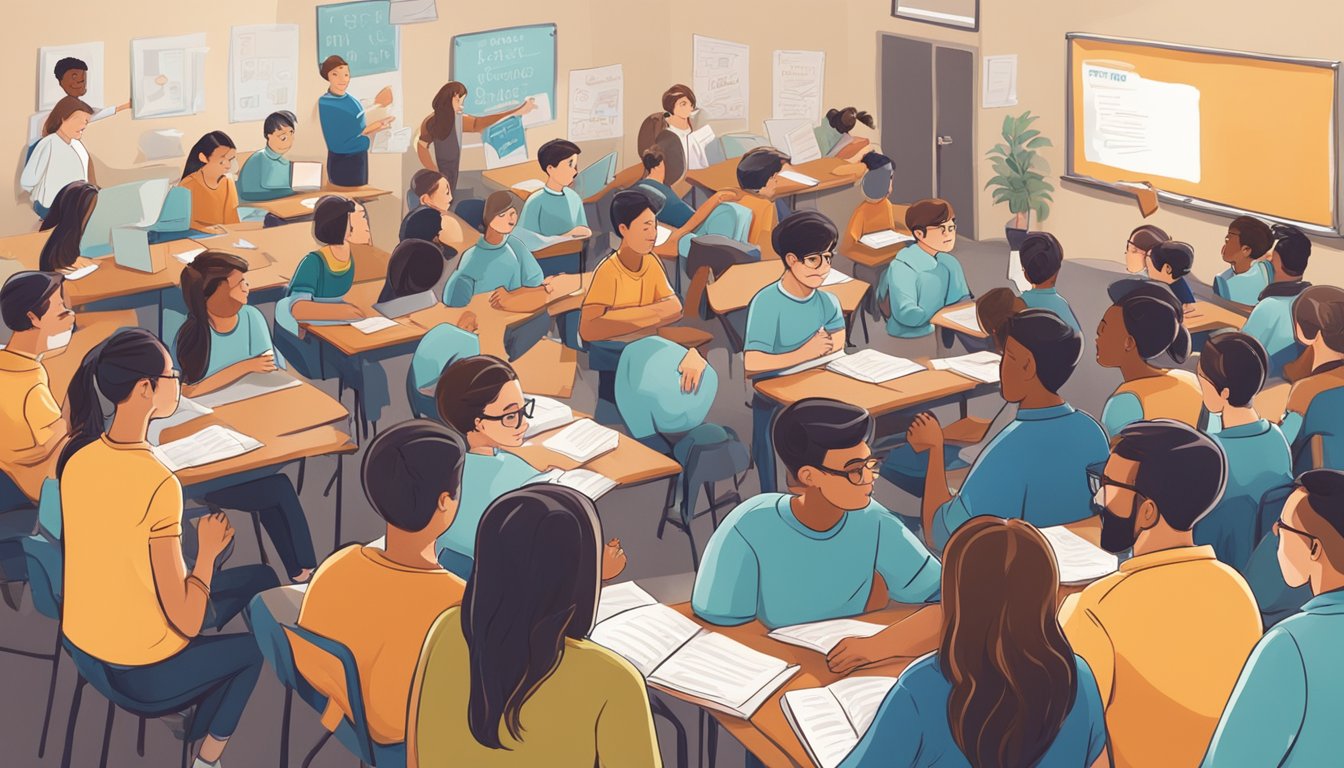 Get Inspired with These Top Quotes for Tuition Classes in Singapore Students eagerly gather around a sign reading "quotes for tuition classes." The atmosphere is buzzing with excitement and anticipation