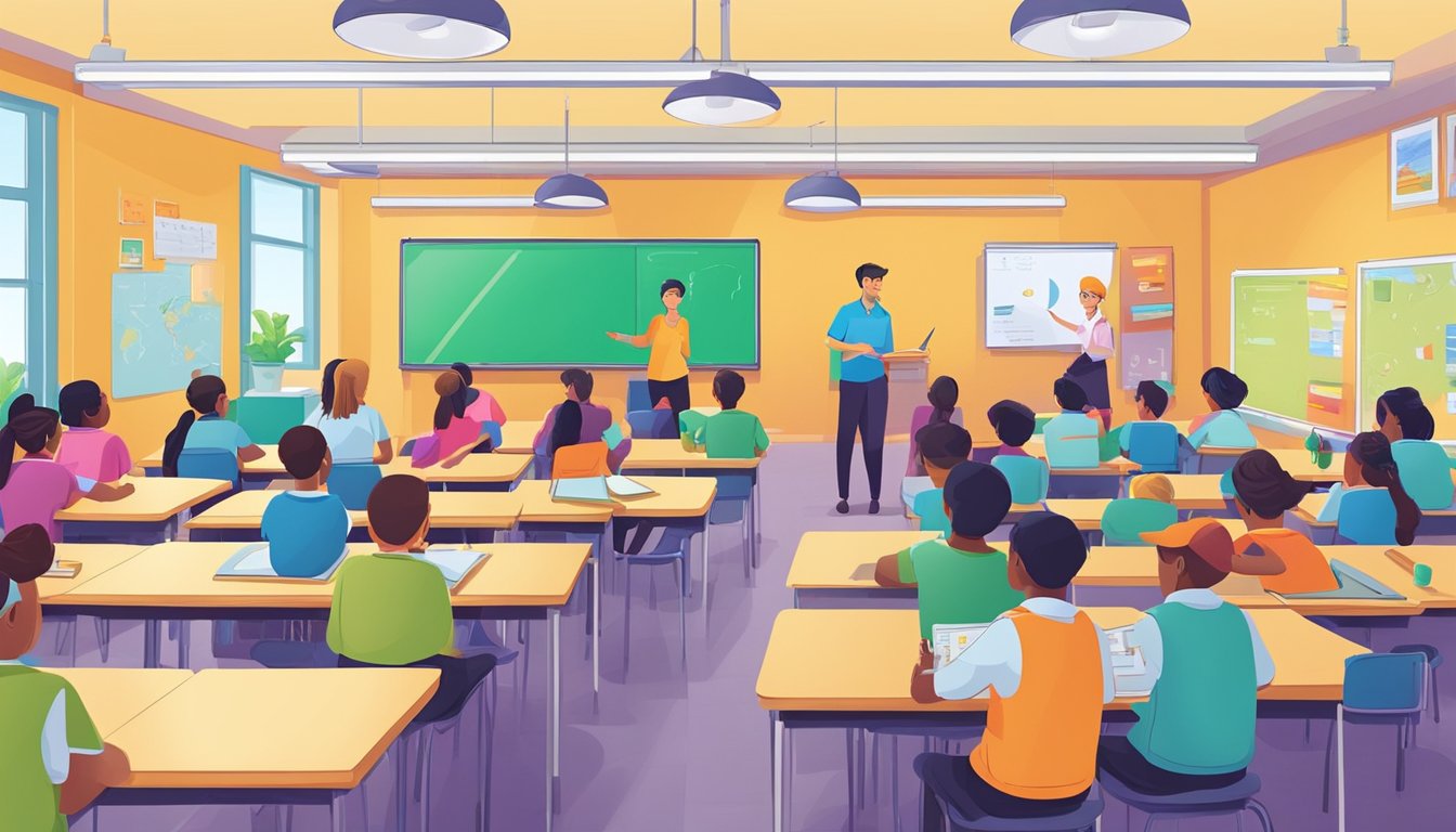 A vibrant classroom with students engaged in interactive learning activities at Micpa tuition provider