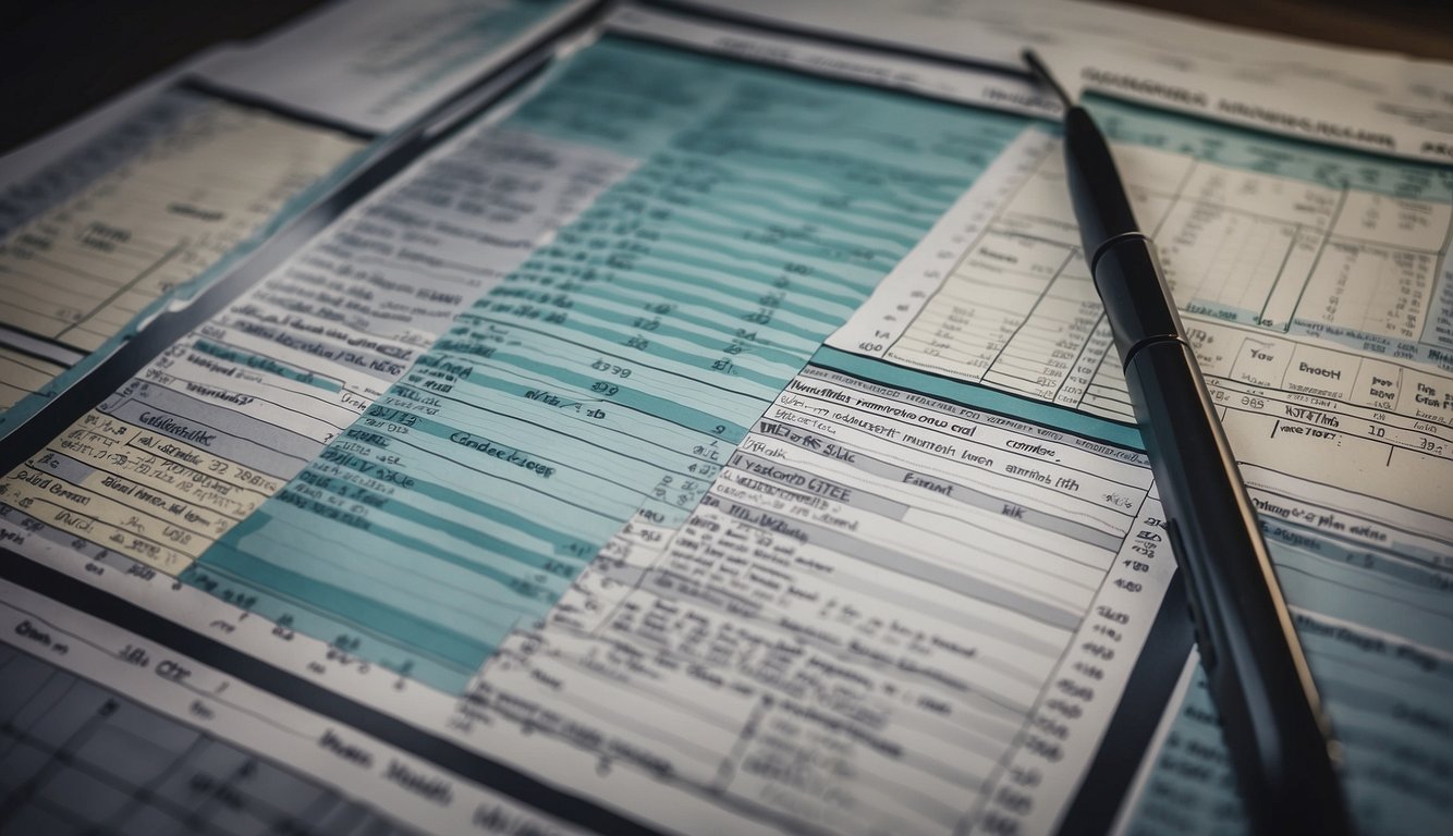 A spreadsheet with player names and numbers, surrounded by charts and graphs