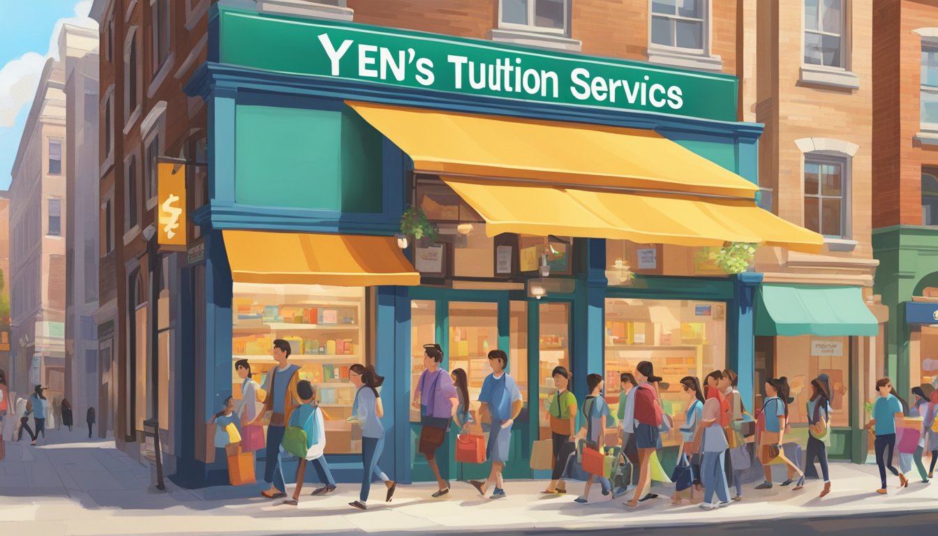 A bright and colorful sign for "Yen