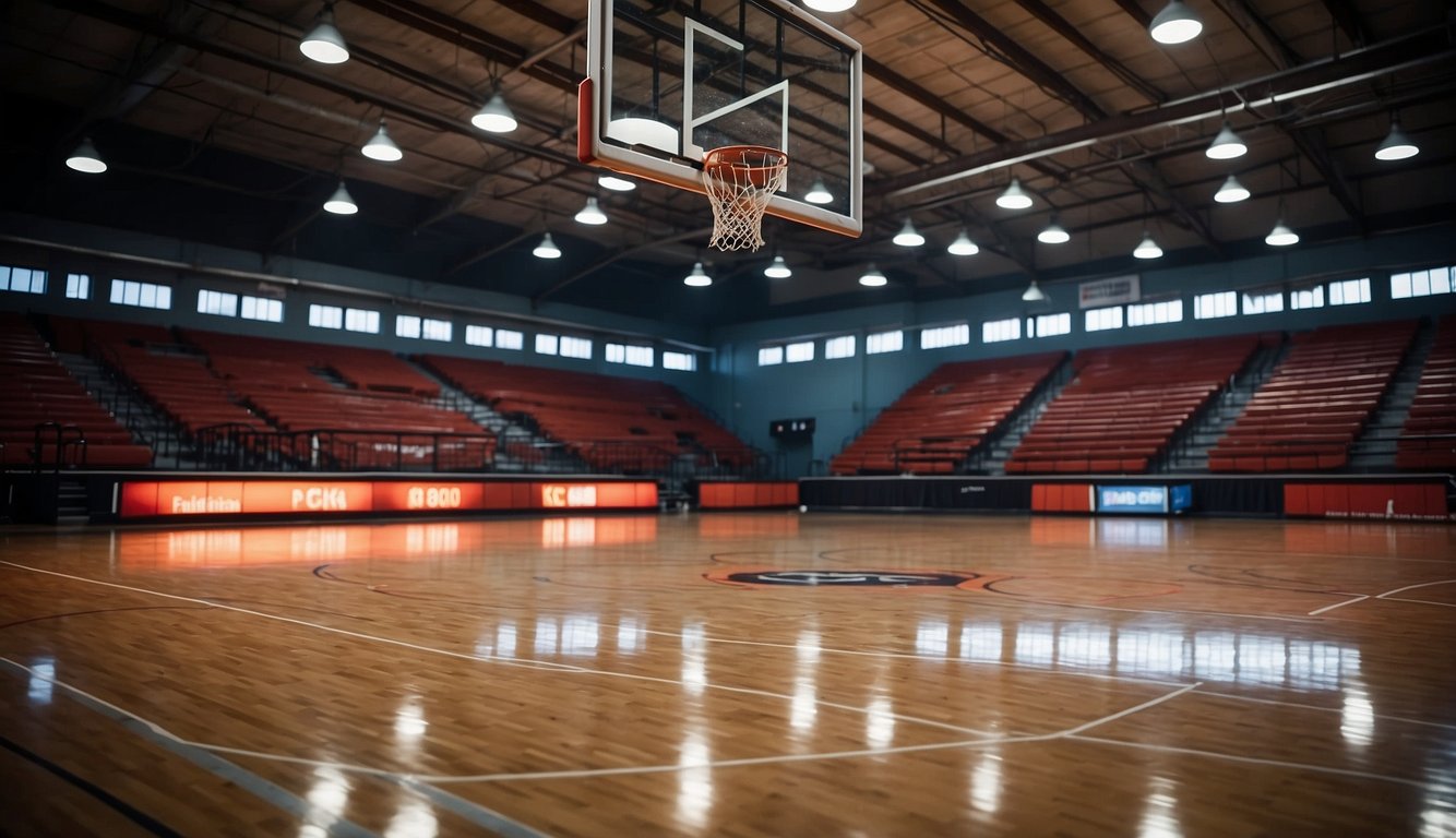 A basketball court with top-tier equipment and a price tag under $1000. Clear focus on quality and performance