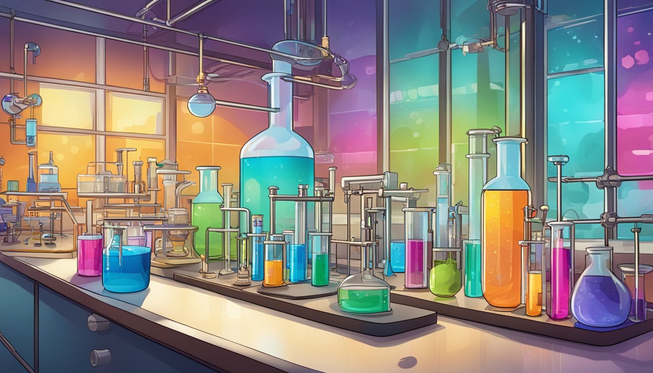A colorful lab setting with beakers, test tubes, and science equipment. The Pique Lab logo prominently displayed. Bright, engaging atmosphere